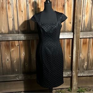 Nine West dress career sheath textured black cap sleeve lined 8 FIRM on PRICE